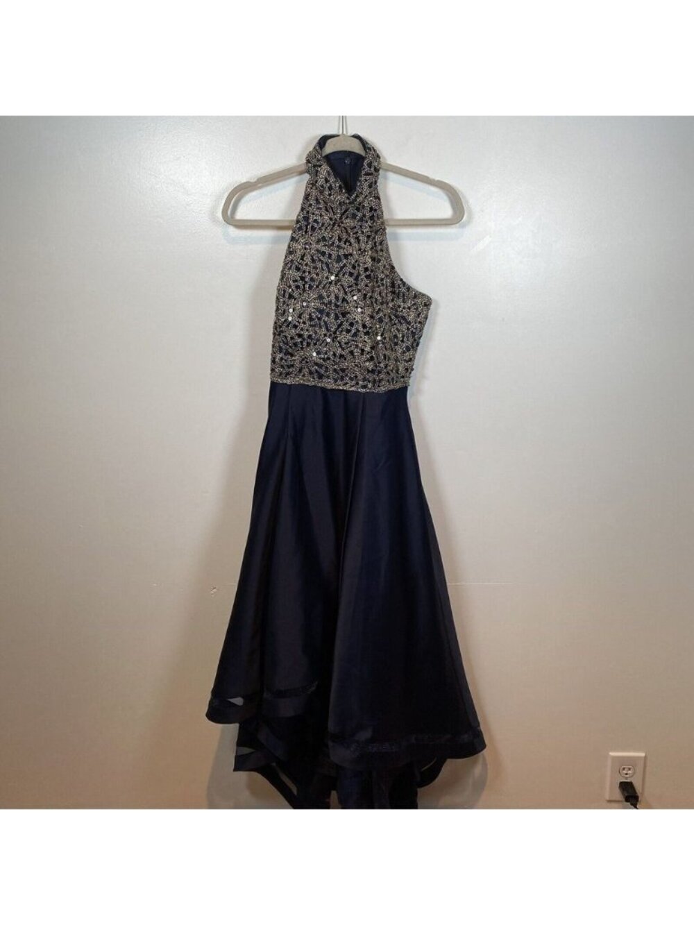 Nicole Miller Womens A-line Sequin High Low Halter Dress, Size 2